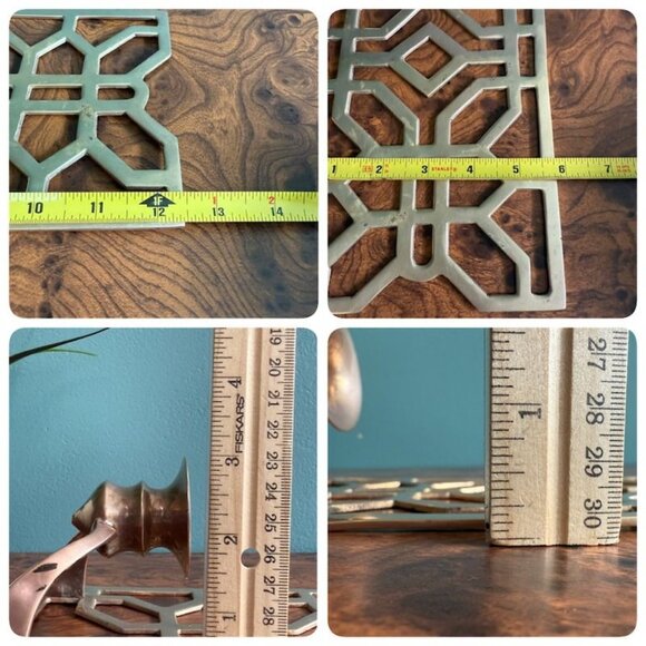 Vintage Brass Wall Candle Sconce Geometric Rectangle Trellis 12.5 x 6 Inches - Picture 7 of 7